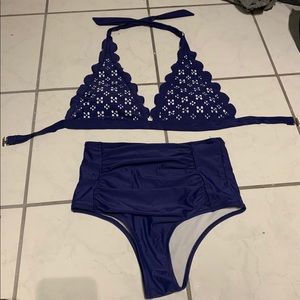 Navy swimsuit top and bottoms